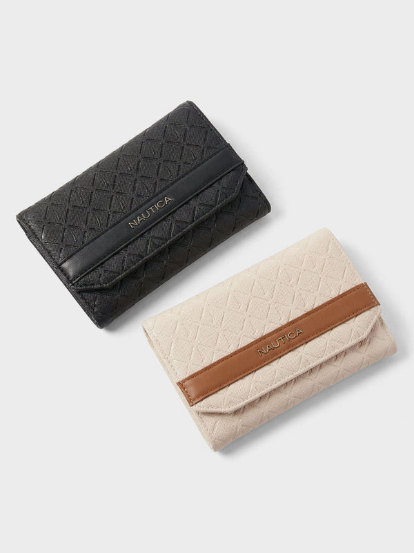 ANA Tri-Fold Monogram Wallet - BLACK