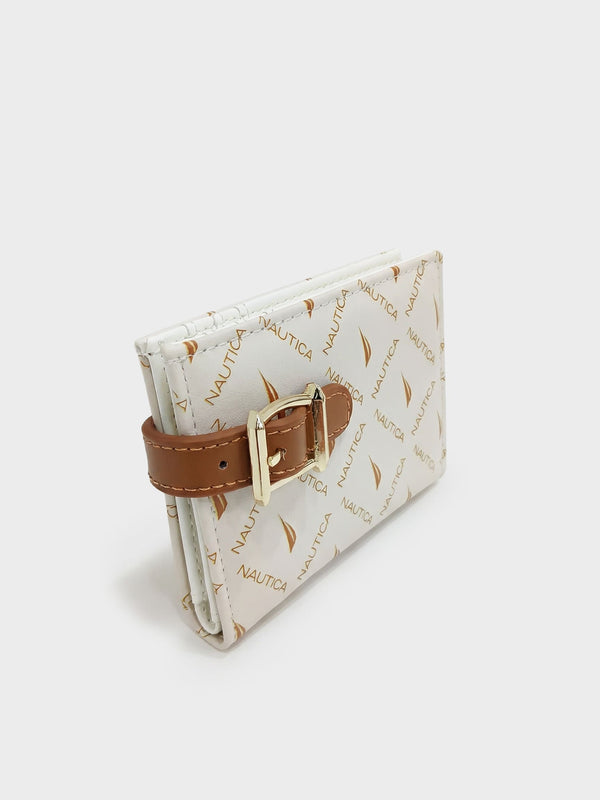محفظة قابلة للطي بطبعة Monogram من SUG - أبيض