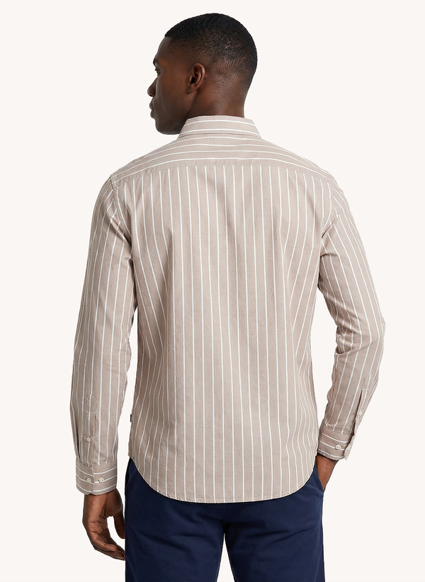 Men's Dyed Long Sleeve Shirt - LIGHT BROWN