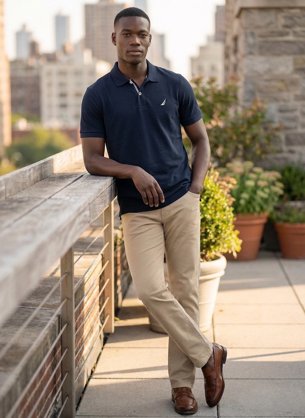 Men's Solid Polo - NAVY