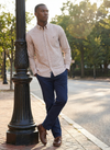 Men's Dyed Long Sleeve Shirt - LIGHT BROWN