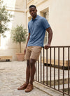 Men's Short Sleeve Graphic Printed Polo - Celestial blue